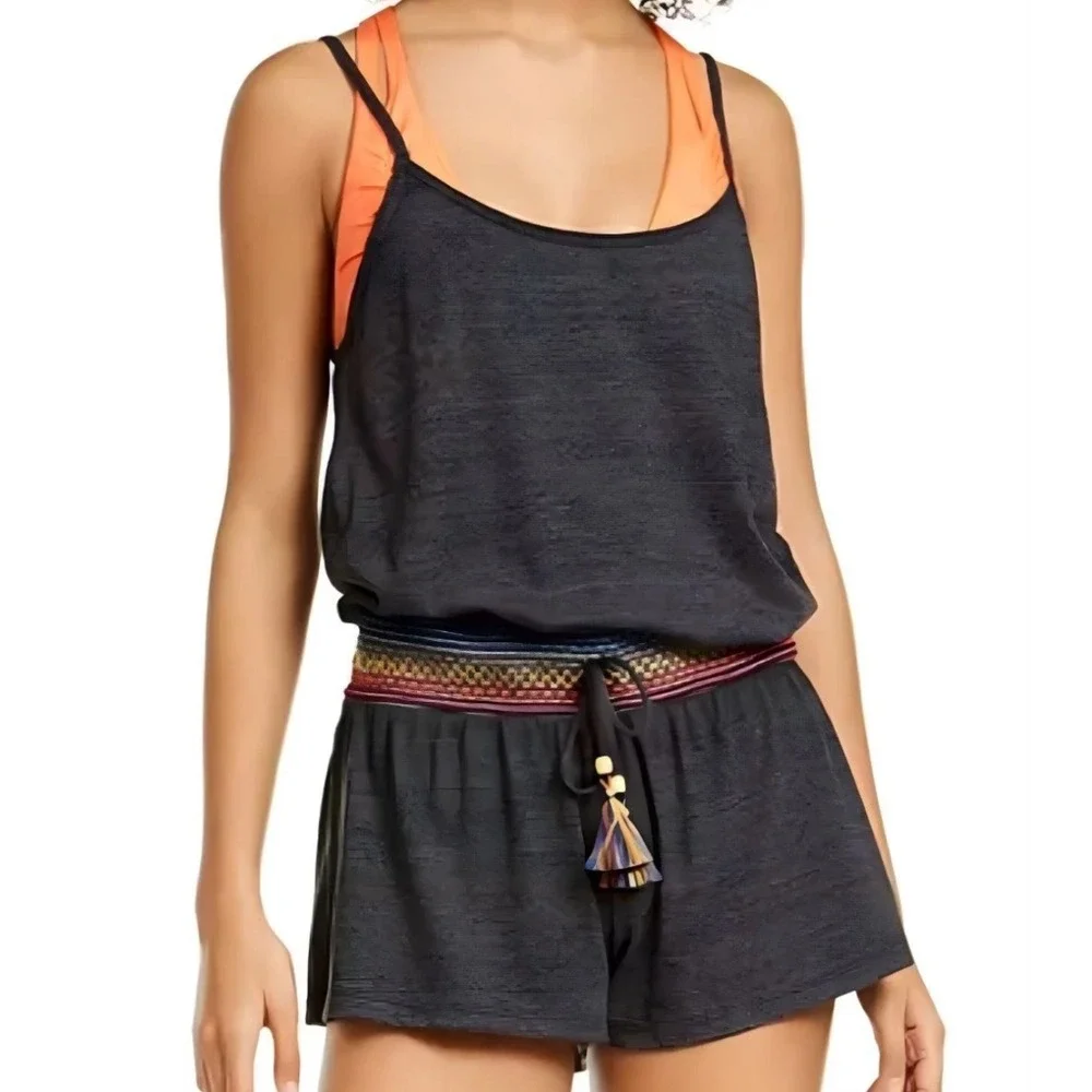 Soluna Spaghetti Strap Shorts Romper Swim Cover Up Women's Size Small